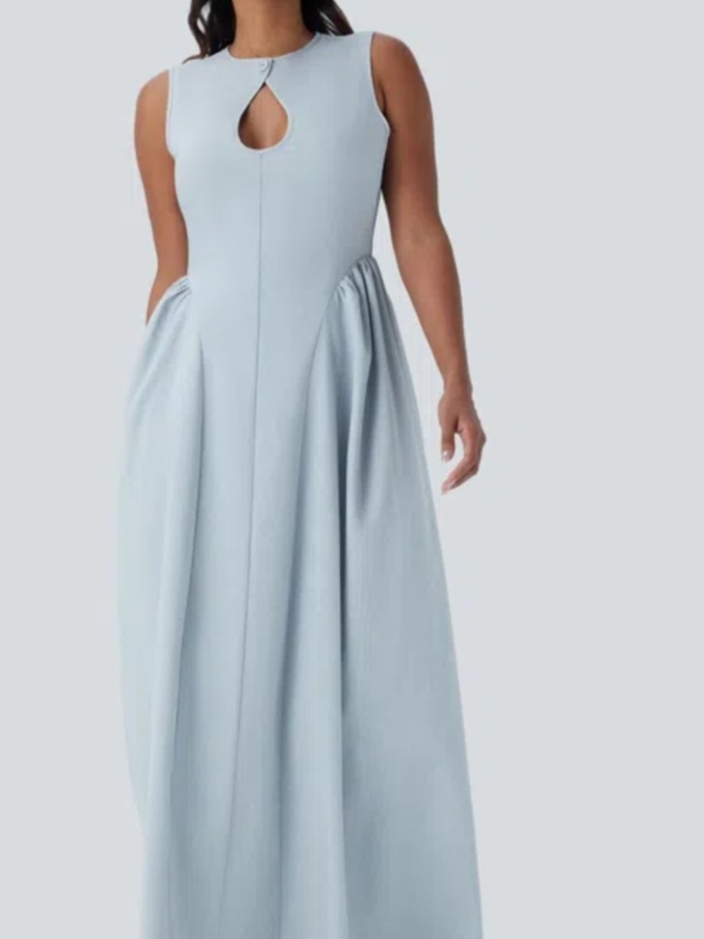 Round Neck Cut Out Sleeveless Maxi Dress